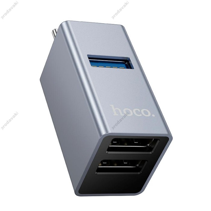 USB-Хаб Hoco HB54A converter 3в1 Type-C to 2xUSB 2.0+USB 3.0 Grey
