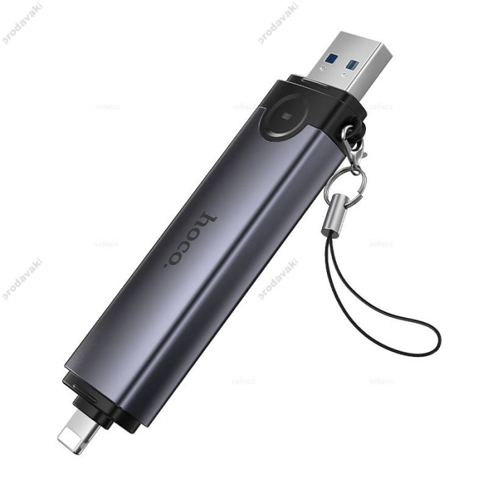 Кардрідер HOCO HB56A Victory 3в1 SD/TF/USB Lightning/USB 3.0 card reader Grey