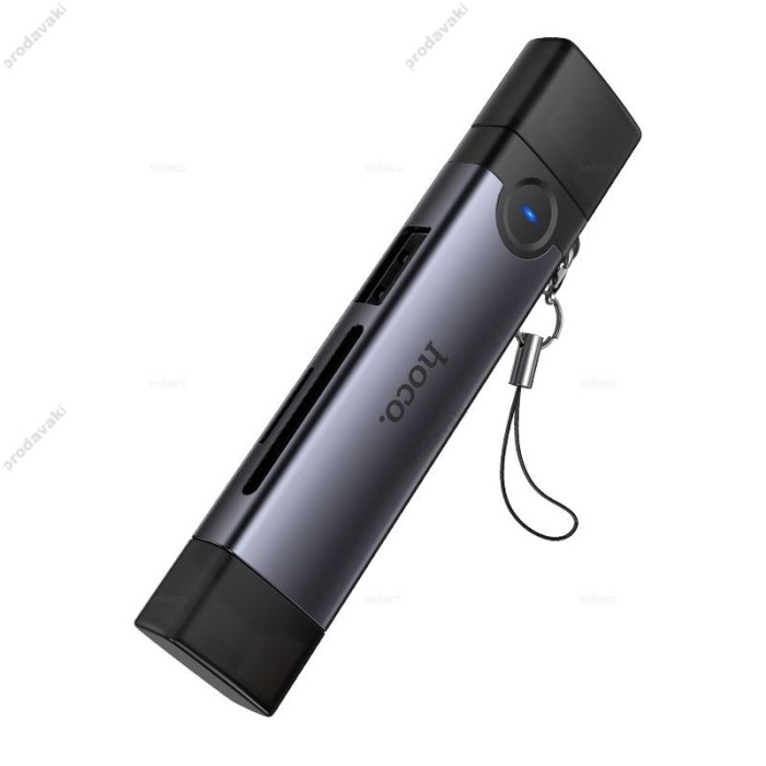 Кардрідер HOCO HB56A Victory 3в1 SD/TF/USB Lightning/Type-C 3.0 card reader Grey