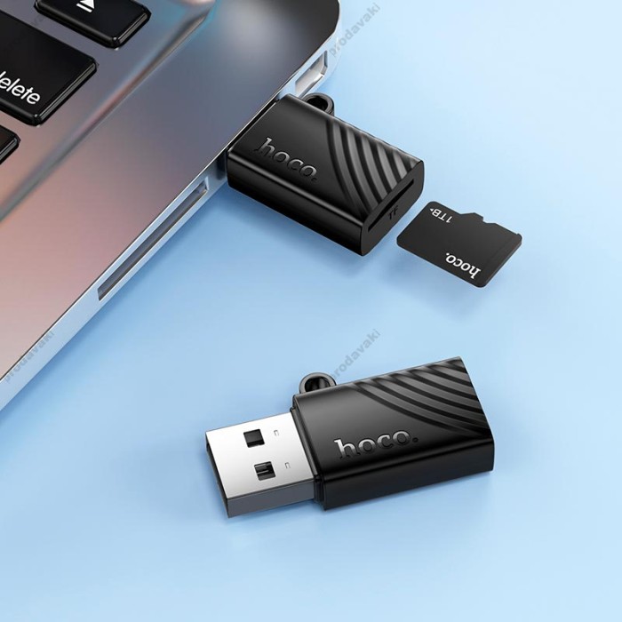 Кардрідер перехідник HOCO HB53 USB-A to TF 2.0 mini card reader Black