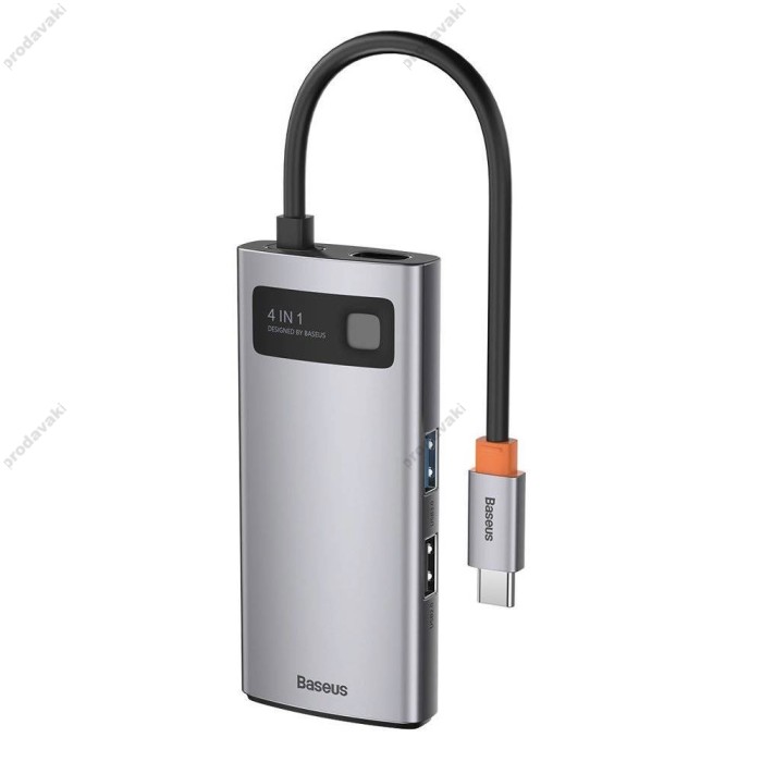 USB-Хаб Baseus Metal Gleam Series Multifunctional Type-C to HDMI+USB3.0+USB2.0+PD CAHUB-CY0G Grey