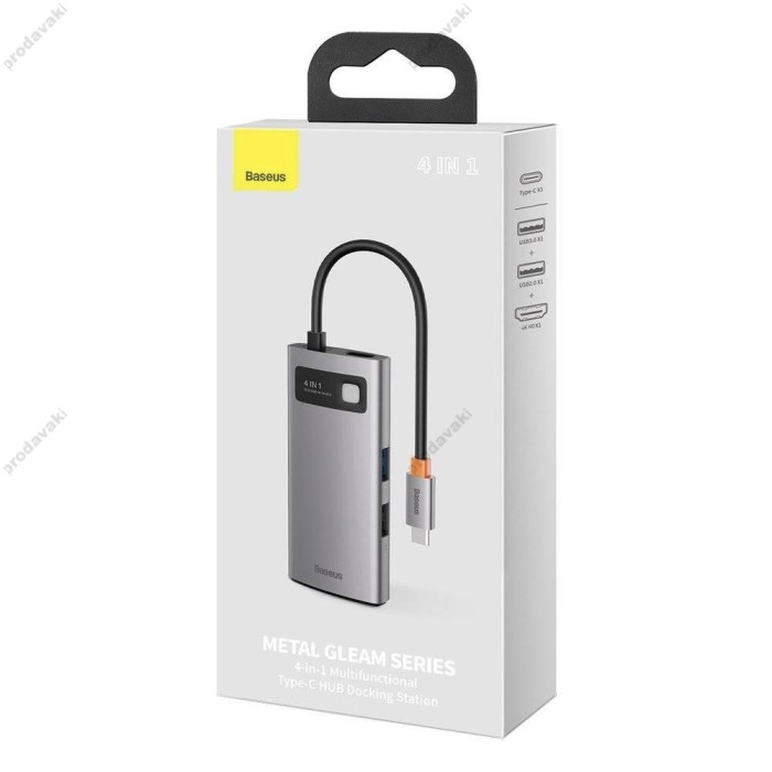 USB-Хаб Baseus Metal Gleam Series Multifunctional Type-C to HDMI+USB3.0+USB2.0+PD CAHUB-CY0G Grey