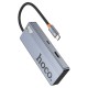USB-Хаб HOCO HB50 Wow multi-function converter 5в1 HDMI+PD+3xUSB 3.0 Gtey