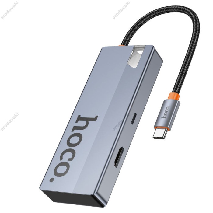 USB-Хаб HOCO HB50 Wow multi-function converter 5в1 HDMI+PD+3xUSB 3.0 Gtey