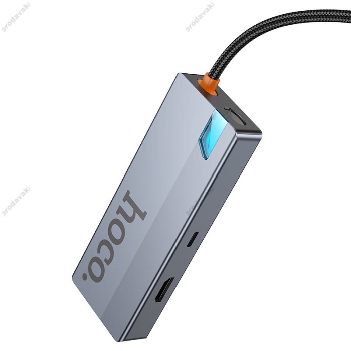 USB-Хаб HOCO HB50 Wow multi-function converter 5в1 HDMI+PD+3xUSB 3.0 Gtey