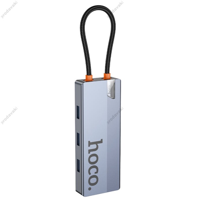 USB-Хаб HOCO HB50 Wow multi-function converter 5в1 HDMI+PD+3xUSB 3.0 Gtey