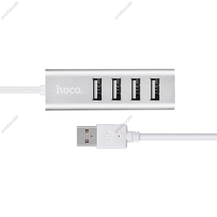 USB-Хаб Hoco HB1 USB Line machine USB to 4xUSB 2.0 Silver