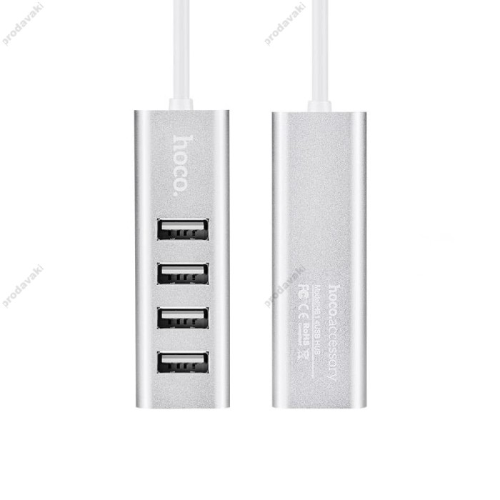 USB-Хаб Hoco HB1 USB Line machine USB to 4xUSB 2.0 Silver