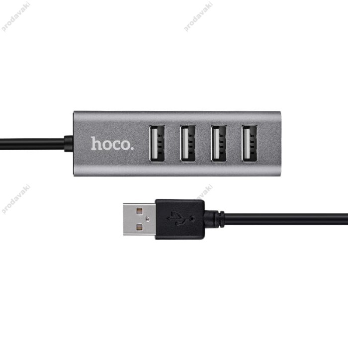 USB-Хаб Hoco HB1 USB Line machine USB to 4xUSB 2.0 Grey
