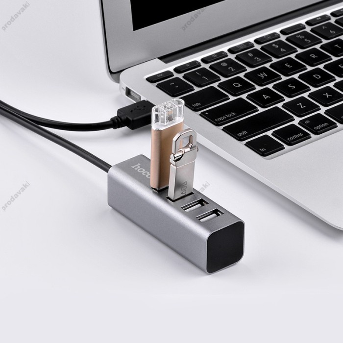 USB-Хаб Hoco HB1 USB Line machine USB to 4xUSB 2.0 Grey
