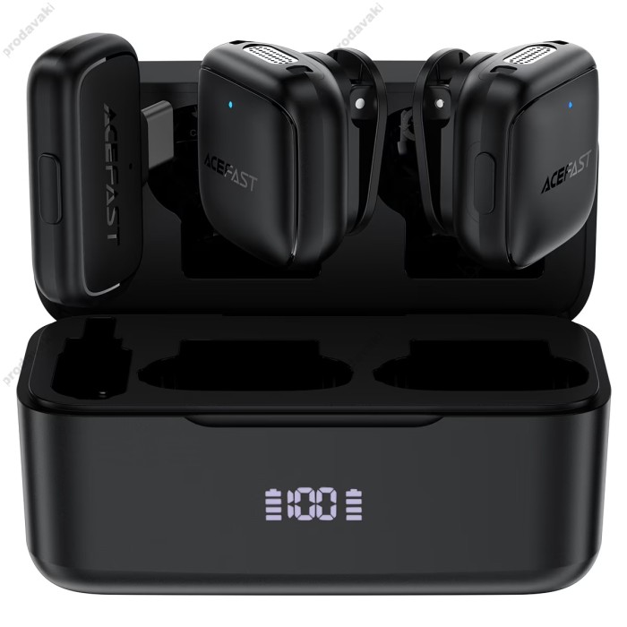 Бездротовий мікрофон ACEFAST R6 wireless lavalier microphone Type-C 2 мікрофона Black