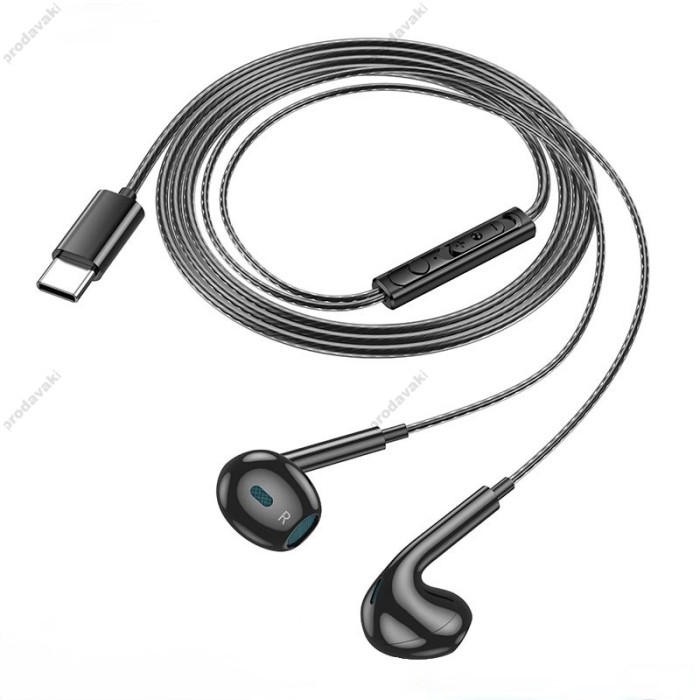 Дротові навушники HOCO DM46 Cool joy digital wire control earphones with microphone Type-C Black