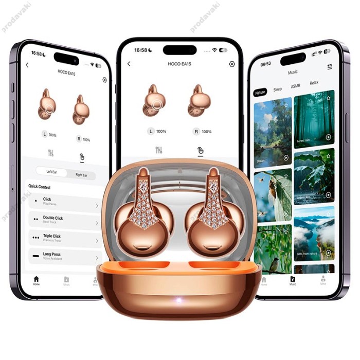Бездротові Bluetooth навушники HOCO EA15 Triumph clip-on true wireless headsett BT 6.0 Rose-gold