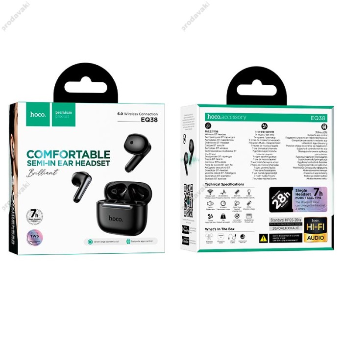 Бездротові Bluetooth навушники Hoco EQ38 Cadence true wireless BT headset BT 6.0 Black