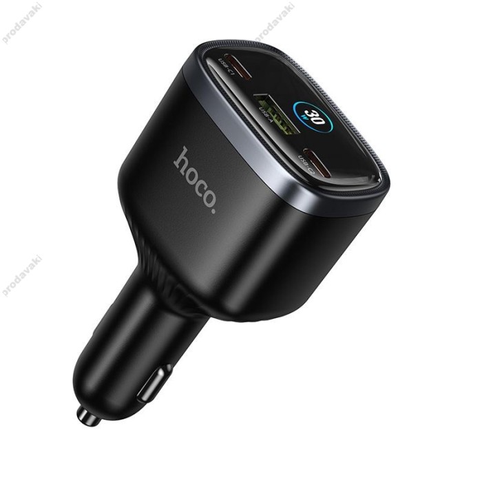 Автомобільний зарядний пристрій HOCO Z70 Speed car charger with TFT display 93W Black