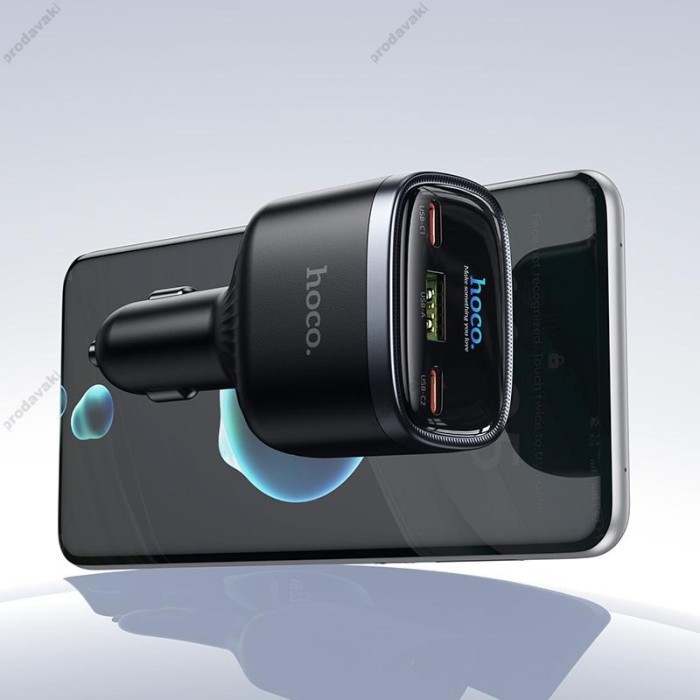 Автомобільний зарядний пристрій HOCO Z70 Speed car charger with TFT display 93W Black
