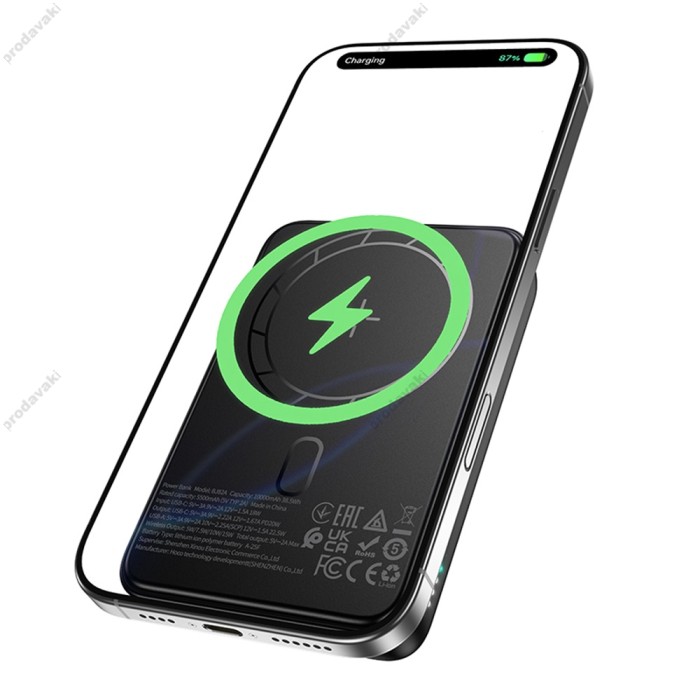 Зовнішній акумулятор Power Bank BOROFONE BJ82A Kody PD20W magnetic power bank 10000mAh Black