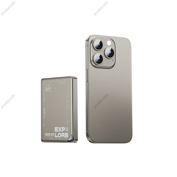 Повербанк портативний акумулятор Power Bank Wiwu Wi-P020 Magnetic Ultra-Thin Series 22.5W 10000 mAh Titanium Gold