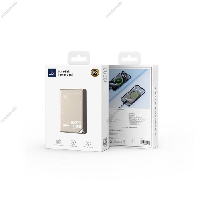 Повербанк портативний акумулятор Power Bank Wiwu Wi-P020 Magnetic Ultra-Thin Series 22.5W 10000 mAh Titanium Gold