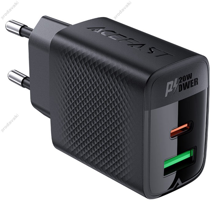 Мережевий зарядний пристрій ACEFAST A78 GaN Fast Charge Wall Charge 20W Black