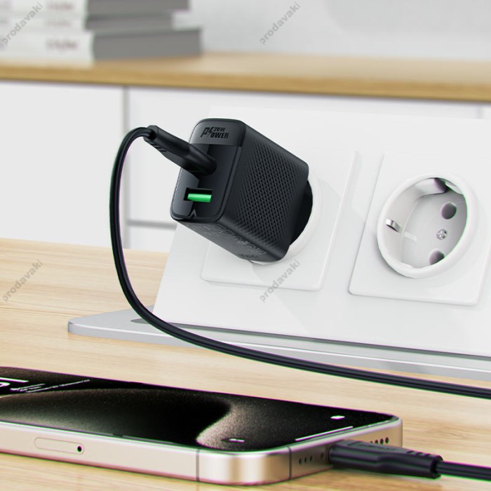 Мережевий зарядний пристрій ACEFAST A78 GaN Fast Charge Wall Charge 20W Black