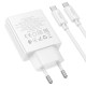 Мережевий зарядний пристрій Hoco C142A Direct charger Type-C cable 20W White