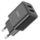 Мережевий зарядний пристрій Hoco N25 Maker dual port charger Type-C cable 10.5W Black