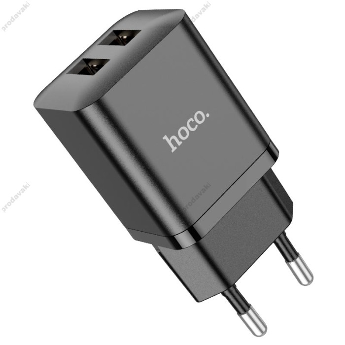 Мережевий зарядний пристрій Hoco N25 Maker dual port charger Type-C cable 10.5W Black