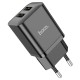 Мережевий зарядний пристрій Hoco N25 Maker dual port charger Type-C cable 10.5W Black