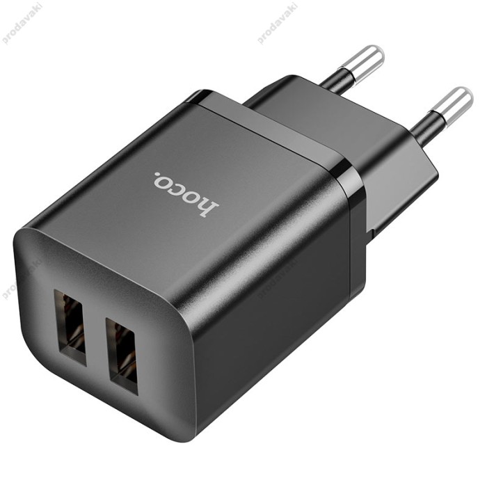 Мережевий зарядний пристрій Hoco N25 Maker dual port charger Type-C cable 10.5W Black