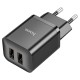 Мережевий зарядний пристрій Hoco N25 Maker dual port charger Type-C cable 10.5W Black