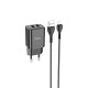 Мережевий зарядний пристрій Hoco N25 Maker dual port charger Lightning cable 10.5W Black