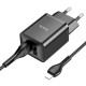 Мережевий зарядний пристрій Hoco N25 Maker dual port charger Lightning cable 10.5W Black