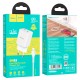 Мережевий зарядний пристрій Hoco N25 Maker dual port charger Lightning cable 10.5W White