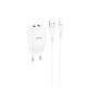 Мережевий зарядний пристрій Hoco N25 Maker dual port charger Lightning cable 10.5W White
