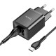 Мережевий зарядний пристрій Hoco N25 Maker dual port charger Type-C cable 10.5W Black