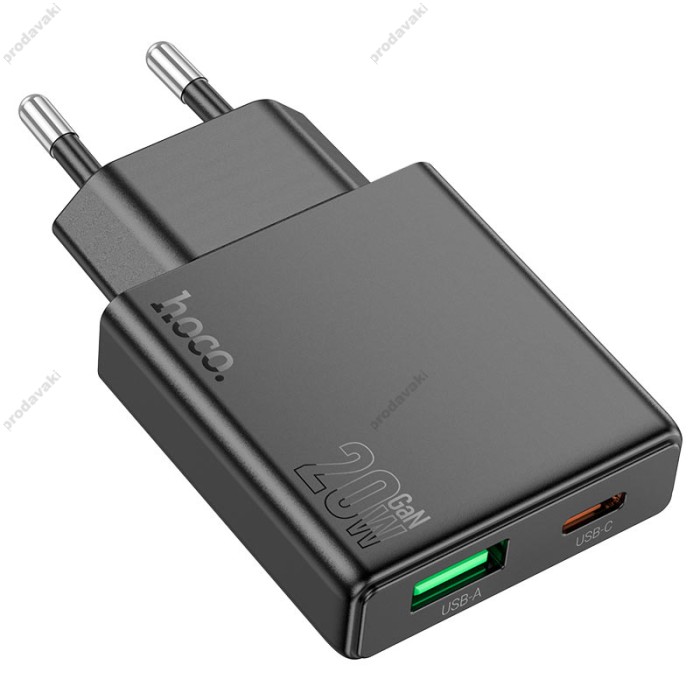 Мережевий зарядний пристрій HOCO N38 Delgado dual port charger 20W Black