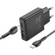 Мережевий зарядний пристрій HOCO N38 Delgado dual port charger Type-C cable 20W Black