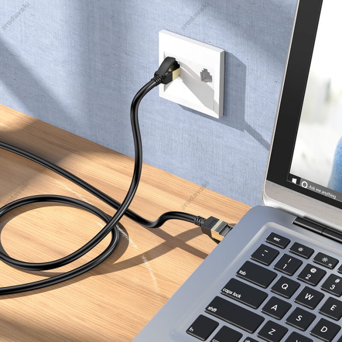 Інтернет кабель (Патч-корд) HOCO US02 Level pure copper gigabit ethernet cable 1Gbps 3m Black