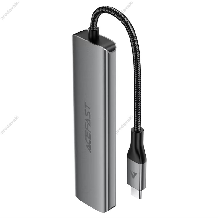 USB-Хаб ACEFAST J16 docking station Multifunction Adapter 5в1 Type-C to HDMI+3xUSB 3.0+PD Grey