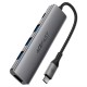 USB-Хаб ACEFAST J16 docking station Multifunction Adapter 5в1 Type-C to HDMI+3xUSB 3.0+PD Grey