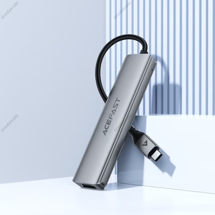 USB-Хаб ACEFAST J16 docking station Multifunction Adapter 5в1 Type-C to HDMI+3xUSB 3.0+PD Grey