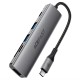 USB-Хаб ACEFAST J18 docking station Multifunction Adapter 6в1 Type-C to HDMI+2xUSB 3.0+SD+TF+USB-C Grey