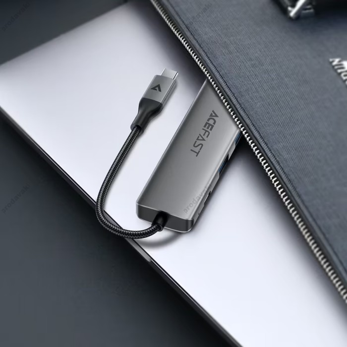 USB-Хаб ACEFAST J18 docking station Multifunction Adapter 6в1 Type-C to HDMI+2xUSB 3.0+SD+TF+USB-C Grey