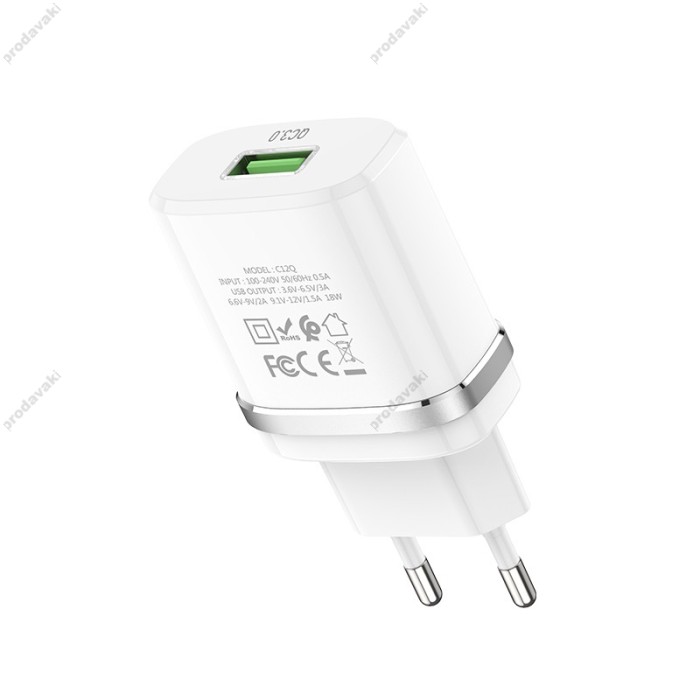 Мережевий зарядний пристрій HOCO C12Q Smart QC3.0 18W White