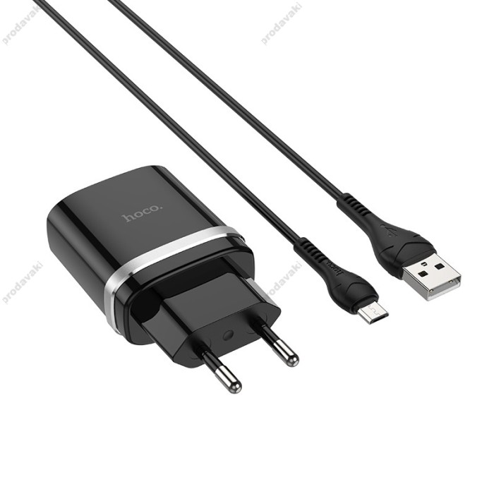 Мережевий зарядний пристрій HOCO C12Q Smart QC3.0 Micro USB cable 18W Black