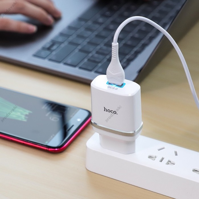 Мережевий зарядний пристрій HOCO C12Q Smart QC3.0 Micro USB cable 18W White