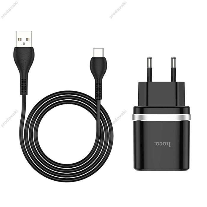 Мережевий зарядний пристрій HOCO C12Q Smart QC3.0 Type-C cable 18W Black