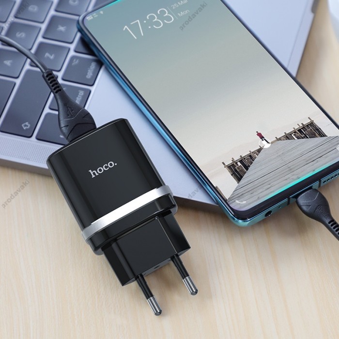 Мережевий зарядний пристрій HOCO C12Q Smart QC3.0 Type-C cable 18W Black