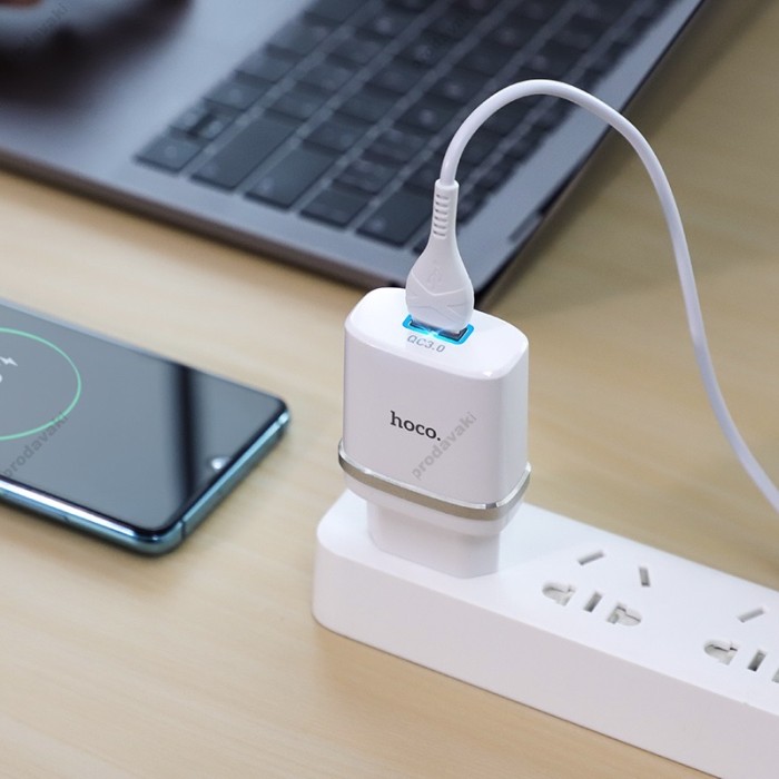 Мережевий зарядний пристрій HOCO C12Q Smart QC3.0 Type-C cable 18W White